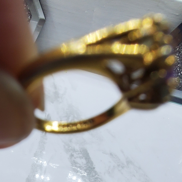 Lovely Amethyst With Side Stones Ring S 4 - Picture 5 of 8